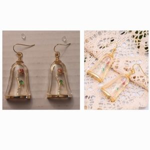 4/$60 New "Enchanted Rose" Beauty & The Beast Inspired Design Earrings